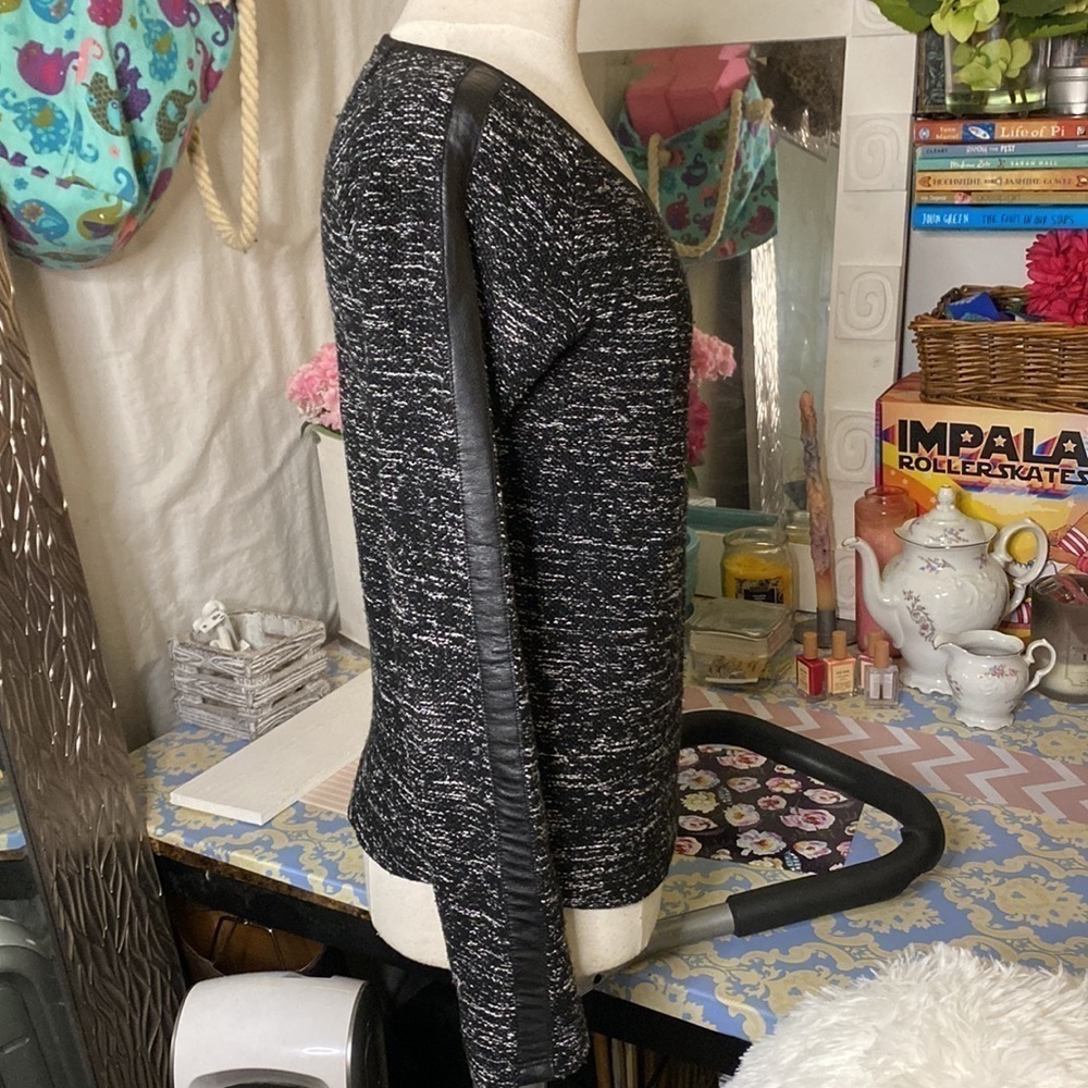 🌷MAISON Scotch🌷 Chunky Knit Vegan Leather Accent Sweater - Picture 7 of 8
